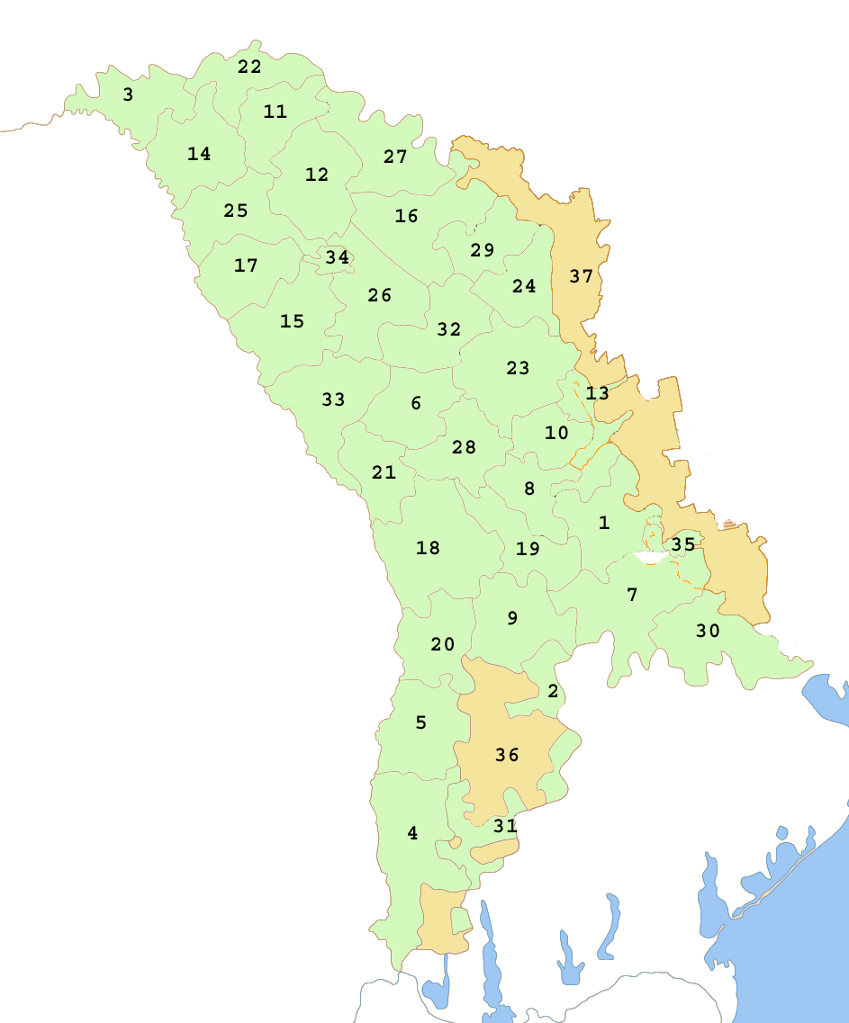 Harta codurilor postale pe Moldova